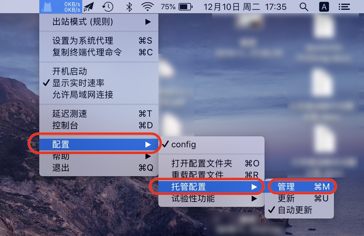 ClashX 代理配置界面